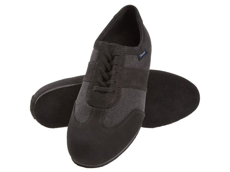 Laad het plaatje in de Viewer, 123-425-563 Brede Pasvorm Danssneakers Grijs Textiel / Zwart Suède 1.5 cm