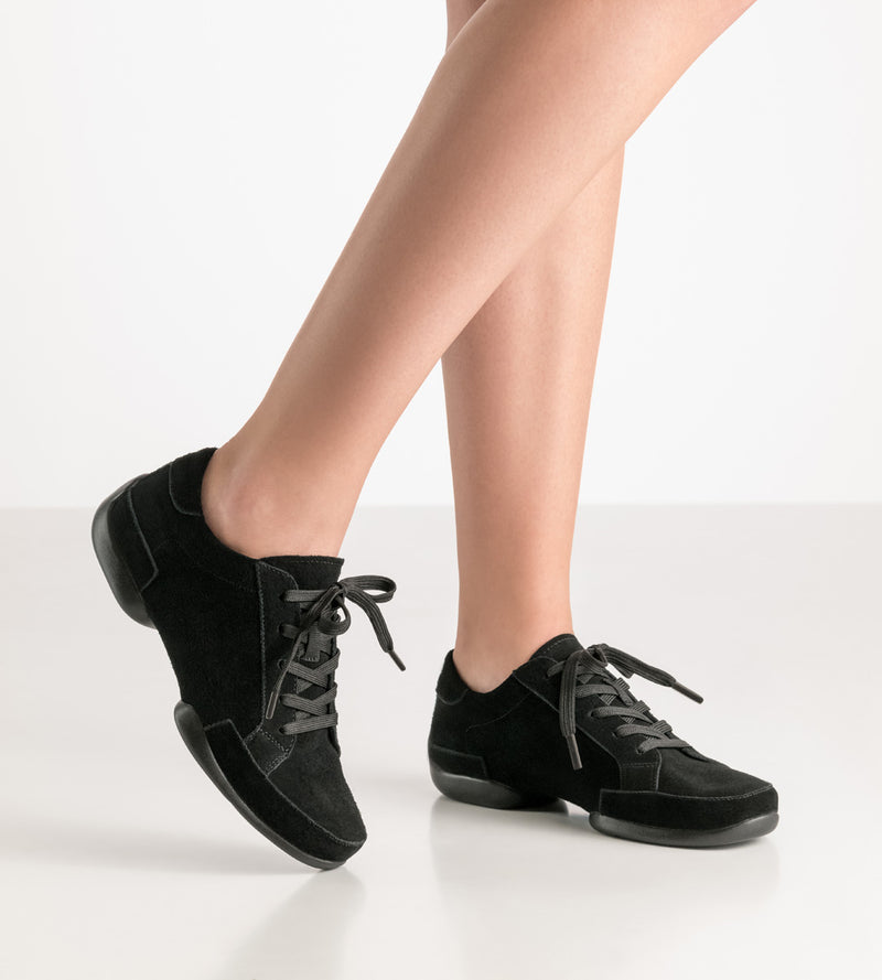 Laad het plaatje in de Viewer, Danssneakers 155 Dames Pureflex Zwart Suède
