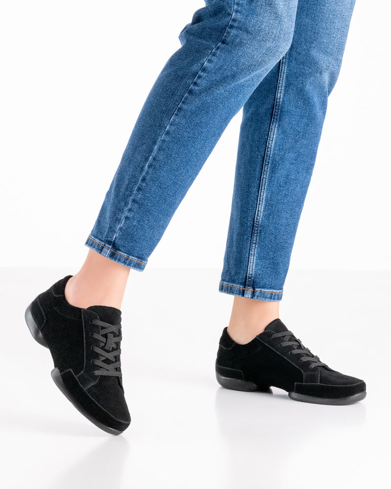 Laad het plaatje in de Viewer, Danssneakers 155 Dames Pureflex Zwart Suède