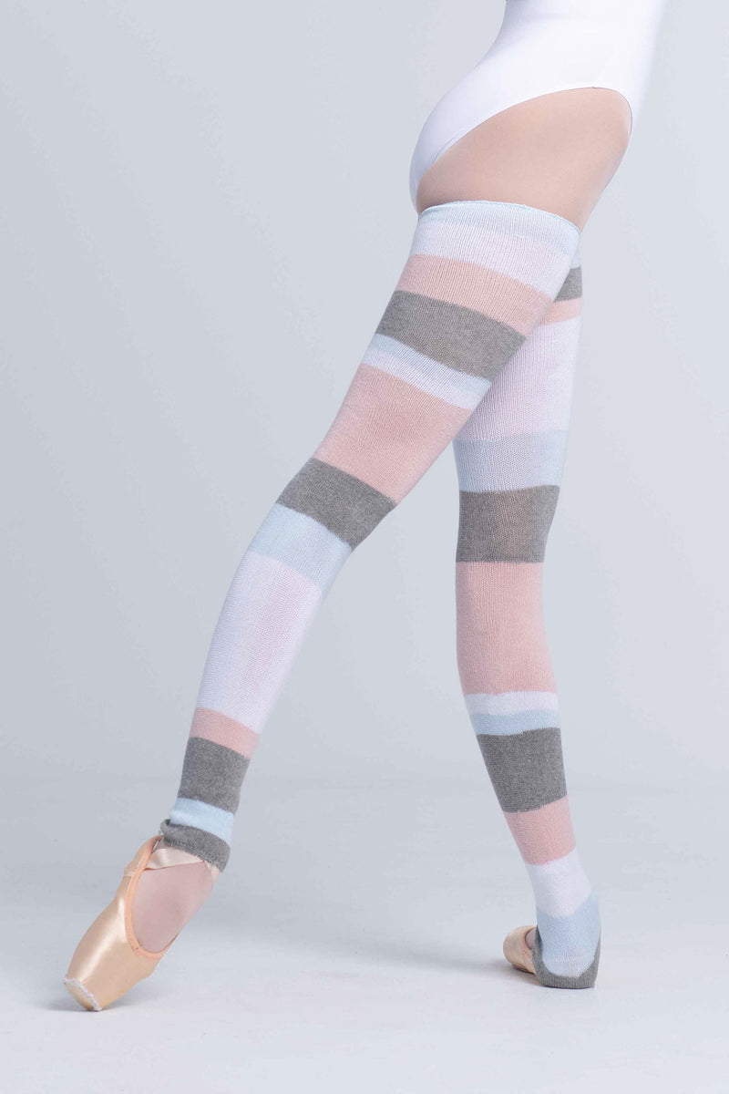 Laad het plaatje in de Viewer, 2023 Gestreepte Beenwarmers Katoen Meerkleurig (Gris)