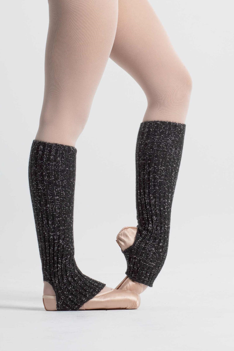 Laad het plaatje in de Viewer, 2663 Beenwarmers met Stirrup Gemêleerd Zwart/Zilver 45 cm