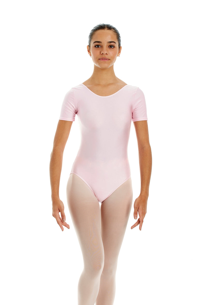 Laad het plaatje in de Viewer, 3050 Balletpak Korte Mouw Lycra Glanzend Roze