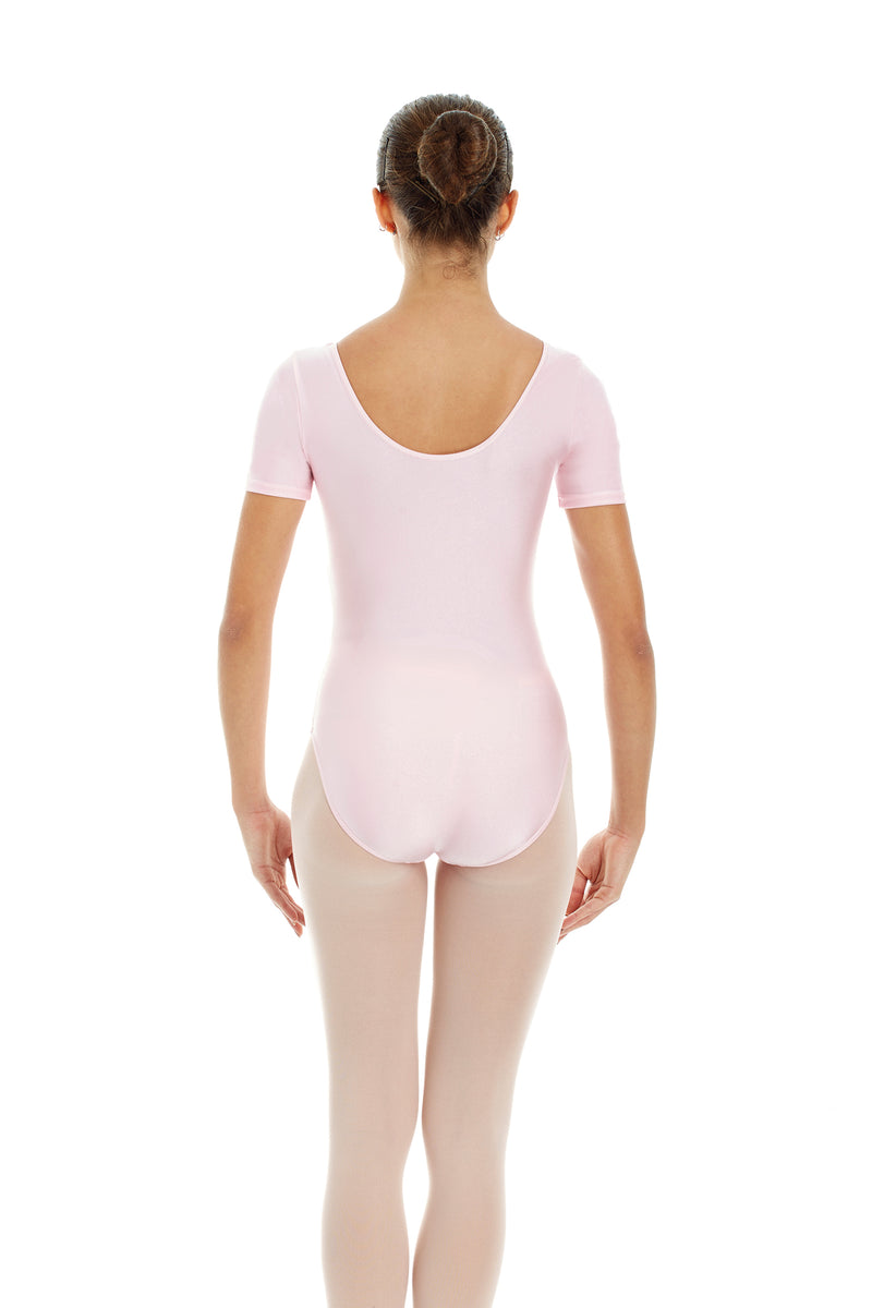 Laad het plaatje in de Viewer, 3050 Balletpak Korte Mouw Lycra Glanzend Roze