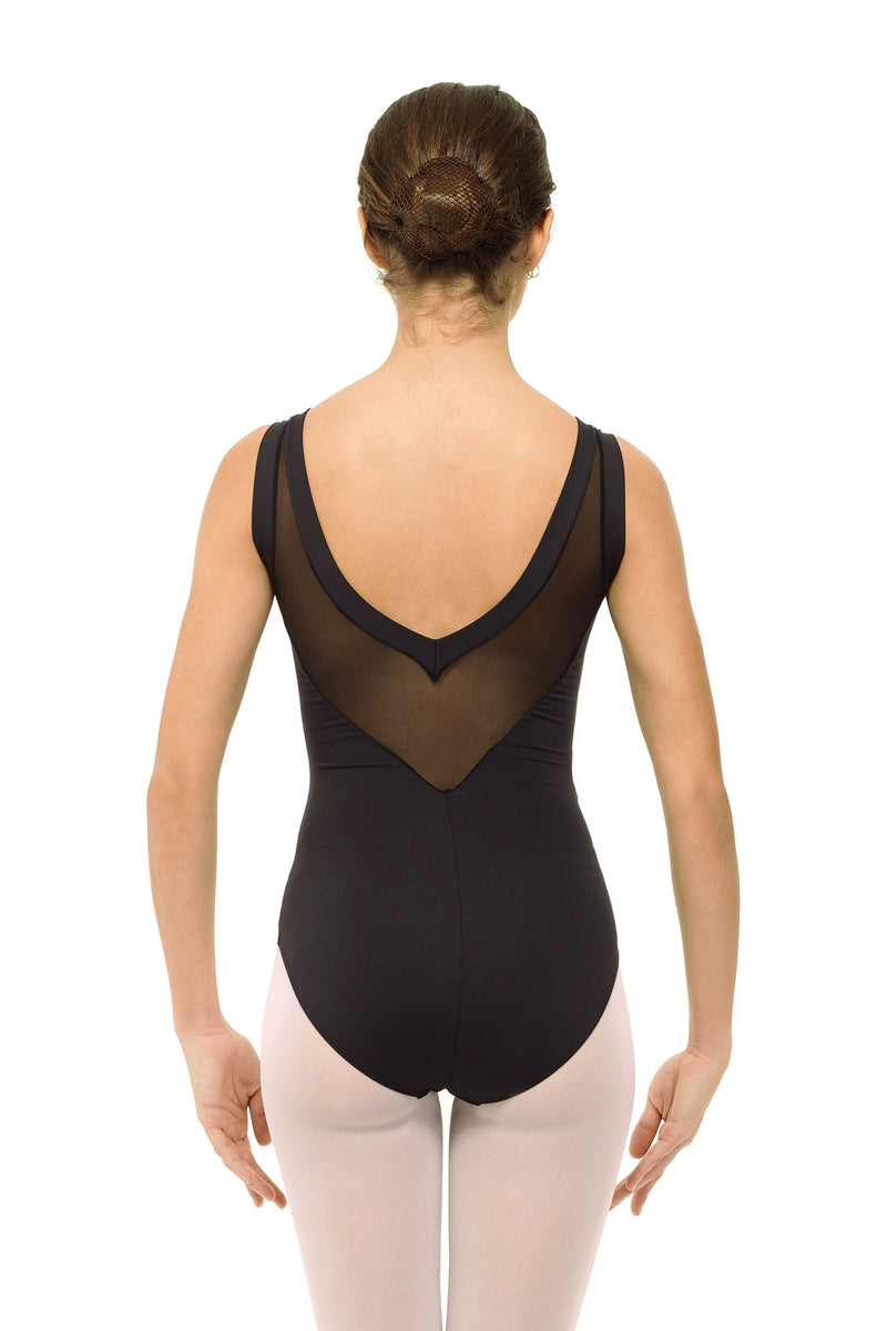 Laad het plaatje in de Viewer, 31416 Balletpakje Hemdmodel Mesh Zwart