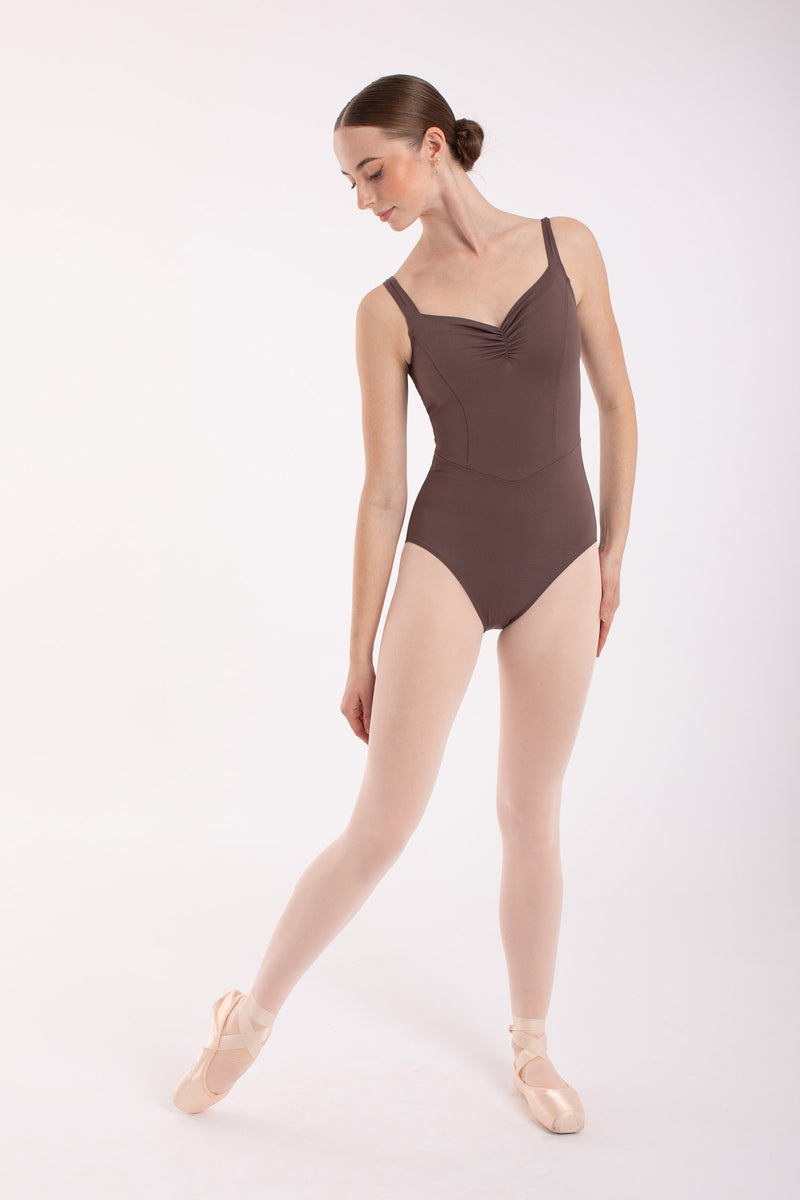 Laad het plaatje in de Viewer, 31677 Balletpak Pinch Lage Rug Hemdmodel Bruin (Visón)