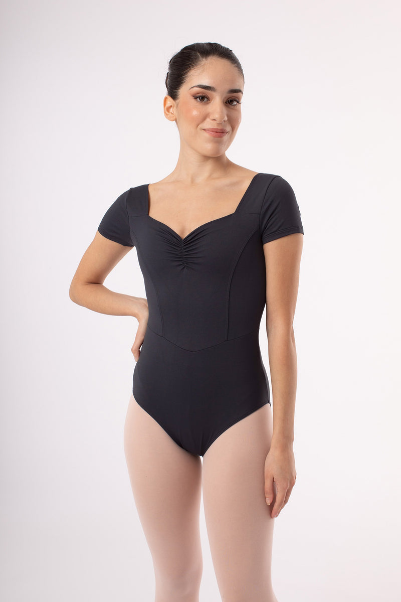 Laad het plaatje in de Viewer, 31678 Balletpak Pinch Lage Rug Korte Mouw Zwart