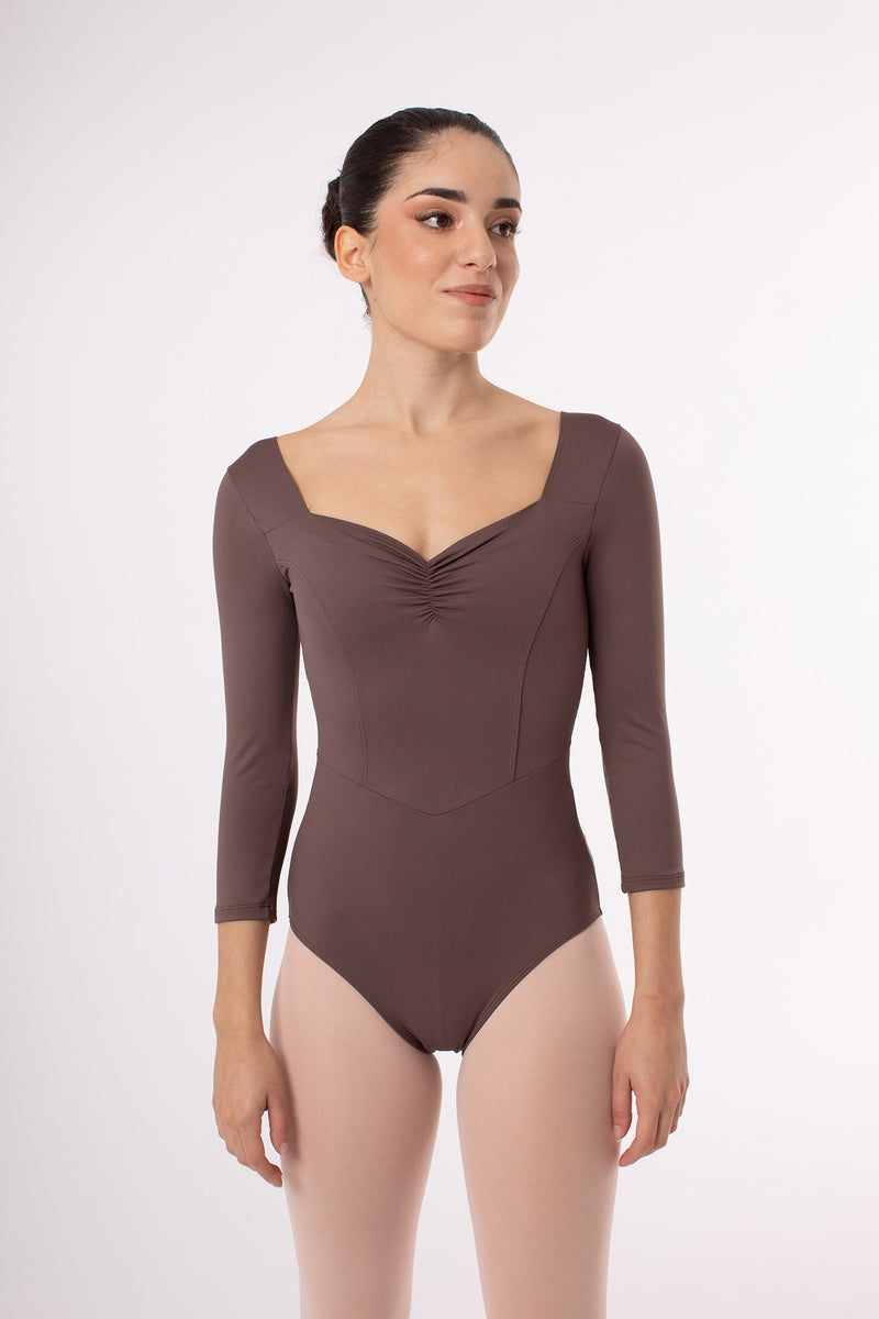 Laad het plaatje in de Viewer, 31679 Balletpak Pinch Lage Rug 3/4 Mouw Bruin (Visón)