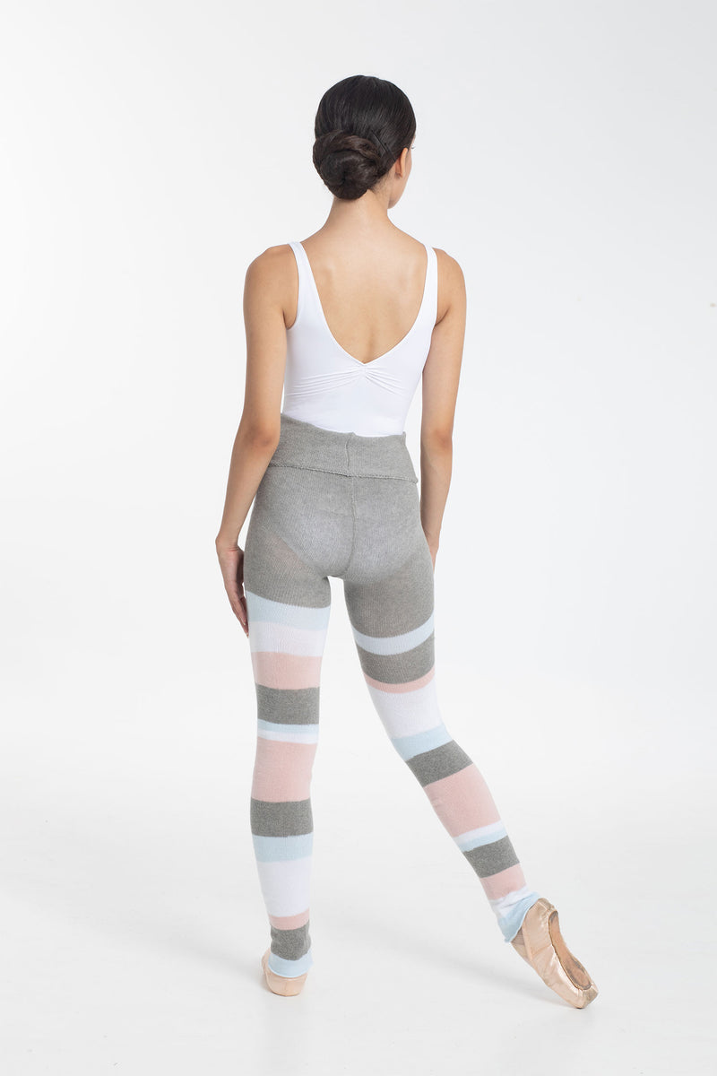 Laad het plaatje in de Viewer, 5301 Warm-up Broek Gestreept Grijs/Wit/Roze