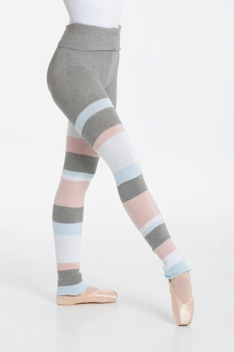 Laad het plaatje in de Viewer, 5301 Warm-up Broek Gestreept Grijs/Wit/Roze