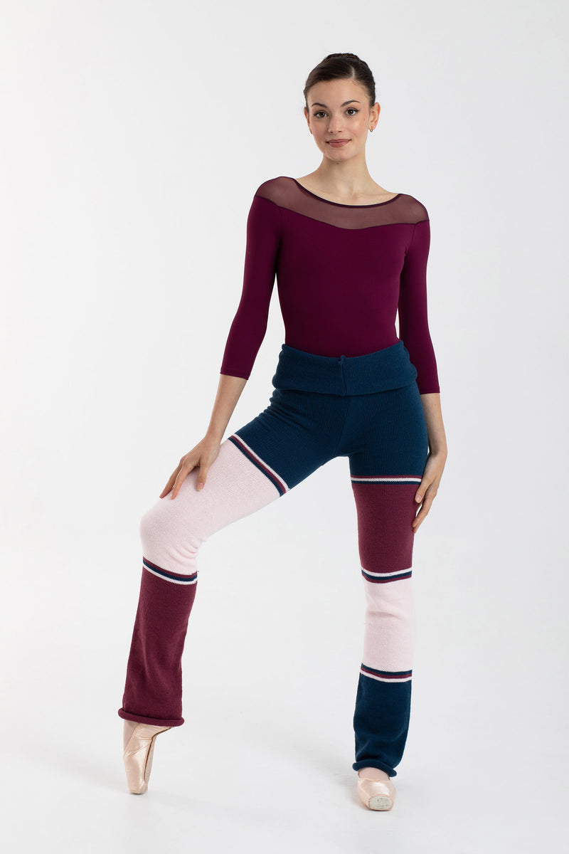 Laad het plaatje in de Viewer, 5534 Warm-Up Broek Gebreid Gestreept Blauw/violet/Roze