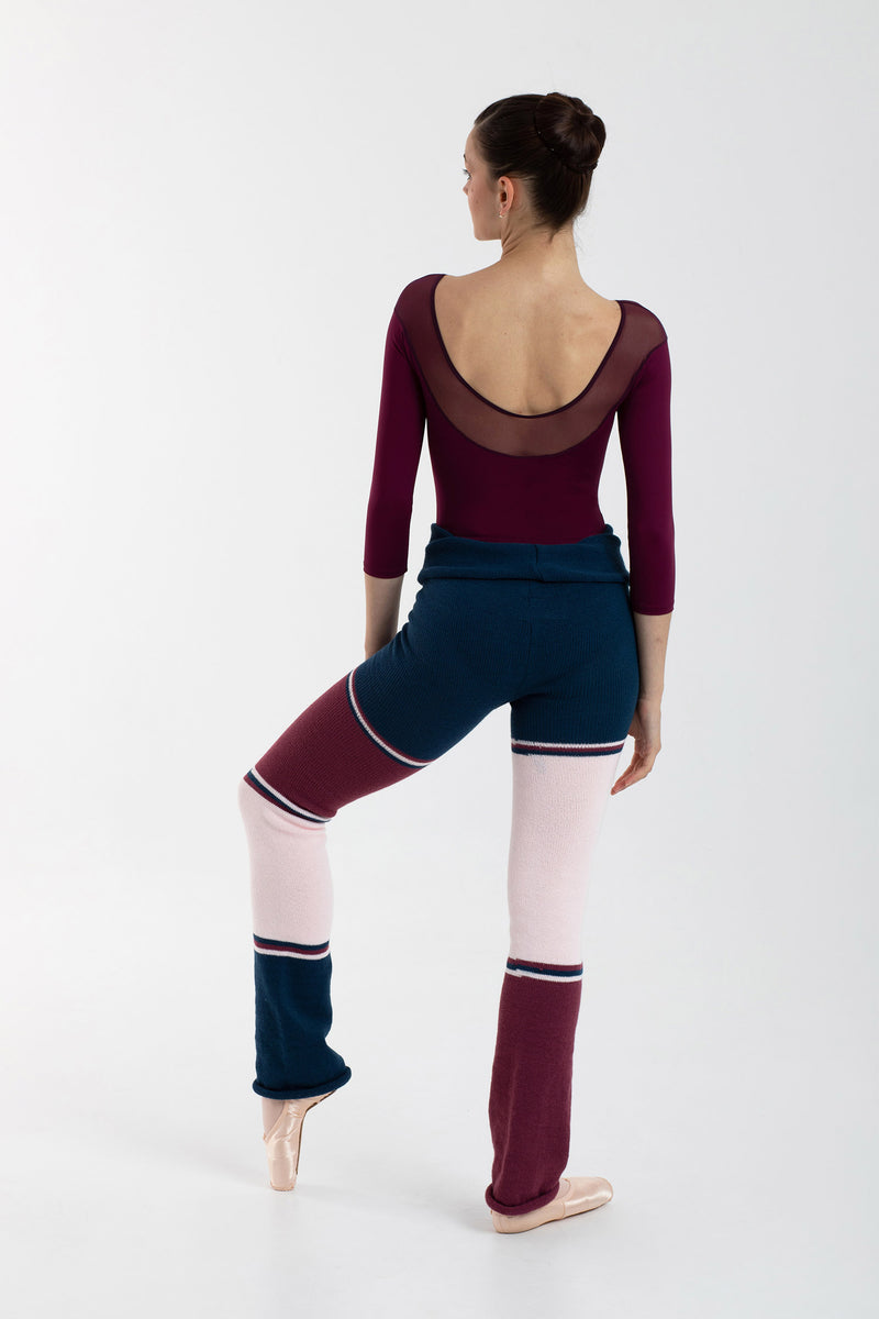 Laad het plaatje in de Viewer, 5534 Warm-Up Broek Gebreid Gestreept Blauw/violet/Roze