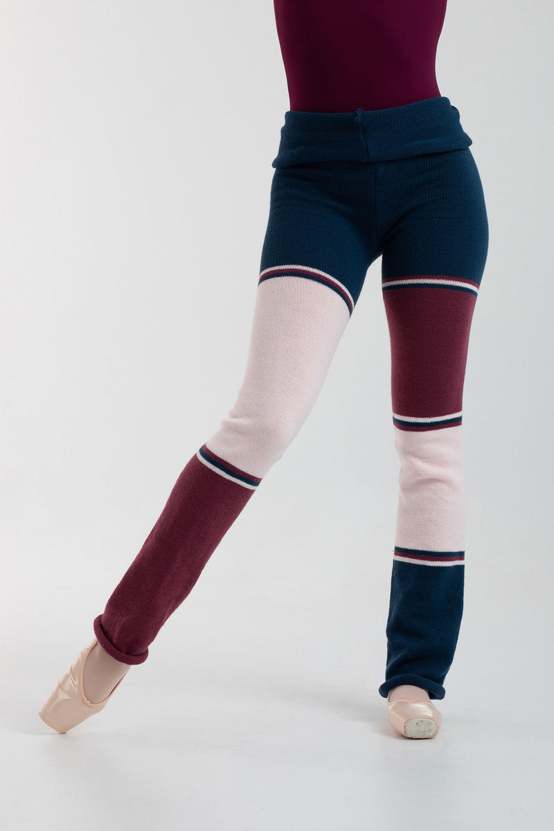 Laad het plaatje in de Viewer, 5534 Warm-Up Broek Gebreid Gestreept Blauw/violet/Roze