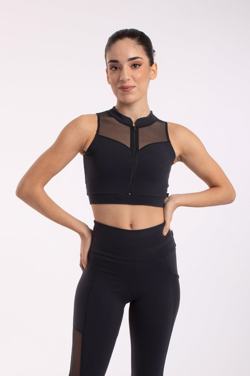 Laad het plaatje in de Viewer, 6552 Mouwloze Top Kort Supplex® met Mesh Zwart