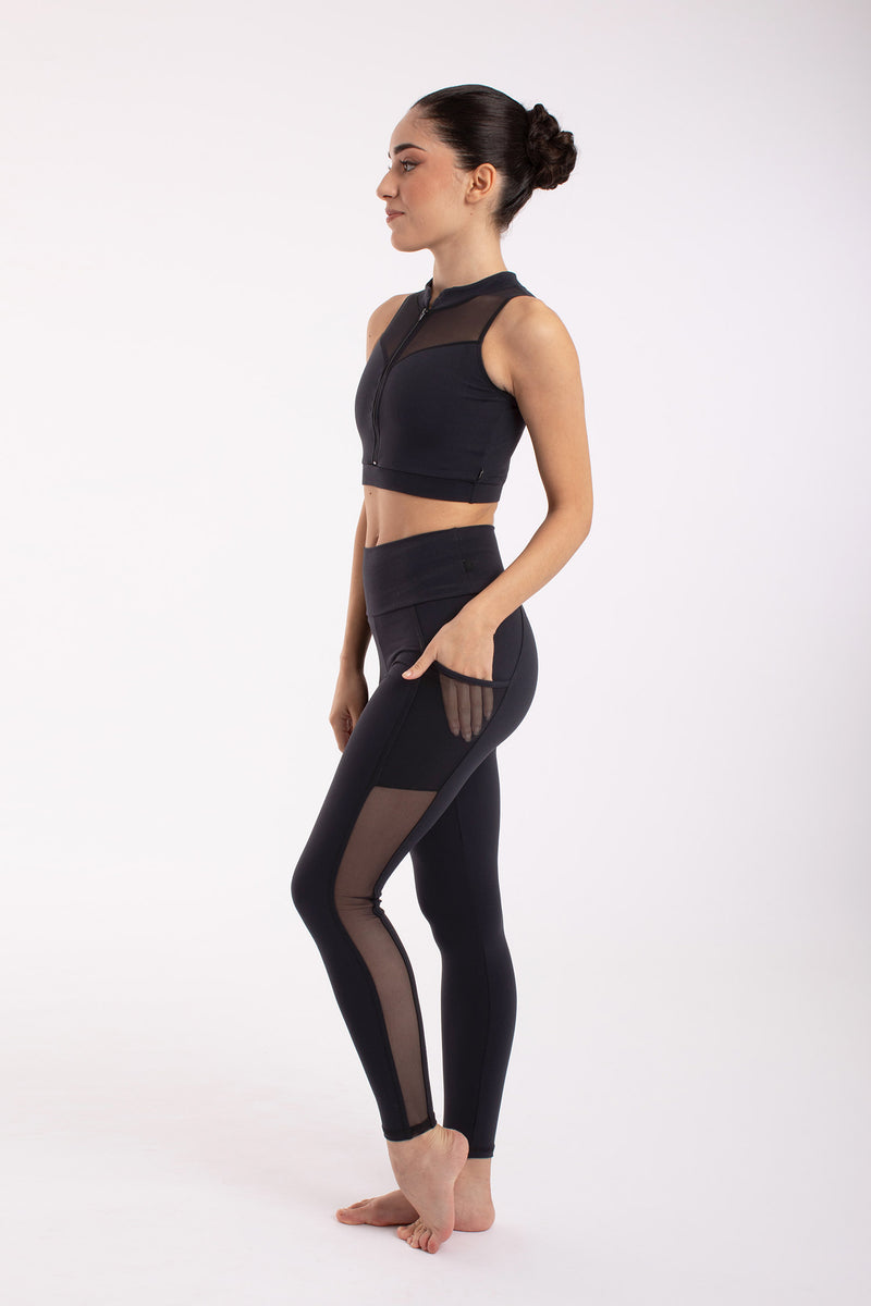 Laad het plaatje in de Viewer, 6552 Mouwloze Top Kort Supplex® met Mesh Zwart
