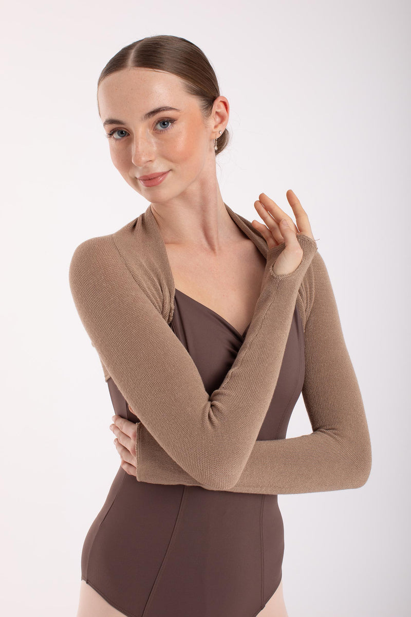 Laad het plaatje in de Viewer, 6619 Bolero Lange Mouw met Duimgat Bamboe Beige (Tostado)