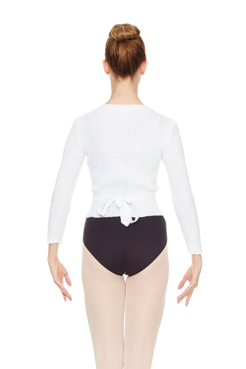 Laad het plaatje in de Viewer, 6811 Geribbeld Ballet Wikkelvestje Wit