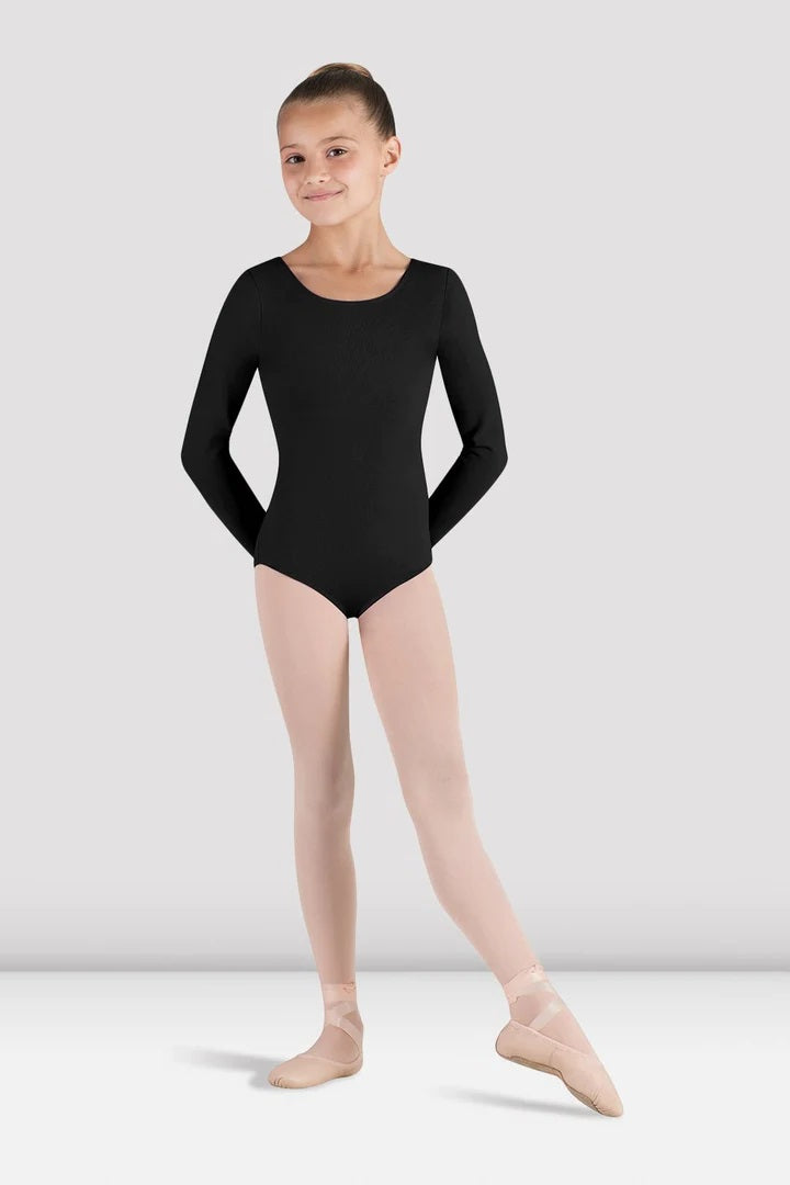 Laad het plaatje in de Viewer, CL5409 Petit Balletpakje Lange Mouw Zwart (BLK)