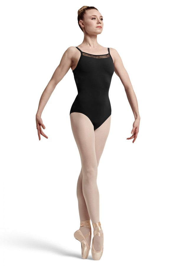 Laad het plaatje in de Viewer, L7727 Eyal Balletpakje Spaghettibandjes Mesh Bloemprint Zwart (BLK)