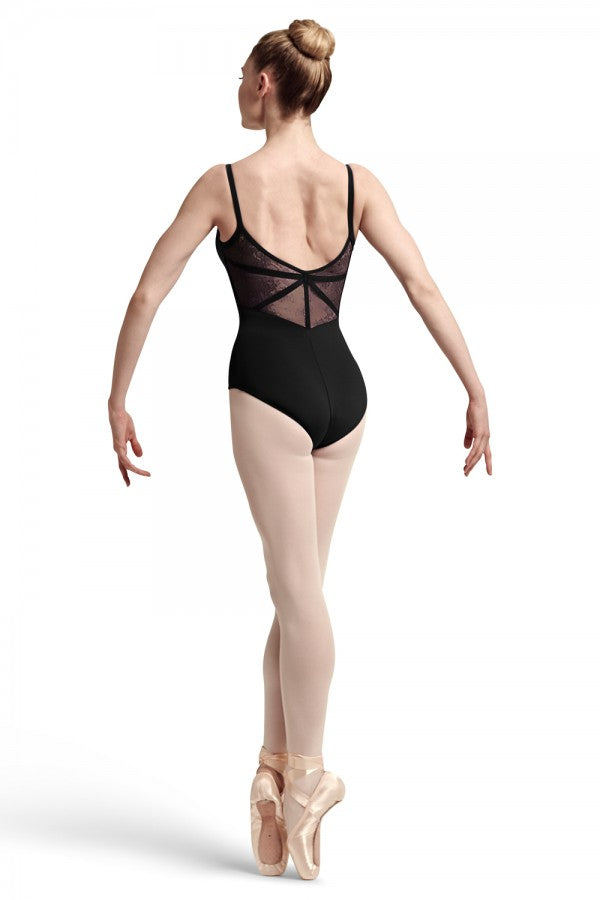 Laad het plaatje in de Viewer, L7727 Eyal Balletpakje Spaghettibandjes Mesh Bloemprint Zwart (BLK)