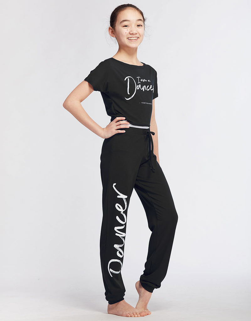 Laad het plaatje in de Viewer, Affetto JR I am Dancer Logo Dansbroek Trekkoord Zwart