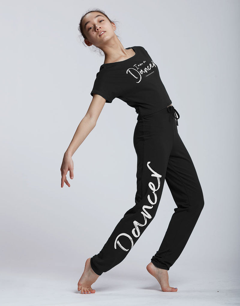 Laad het plaatje in de Viewer, Affetto JR I am Dancer Logo Dansbroek Trekkoord Zwart
