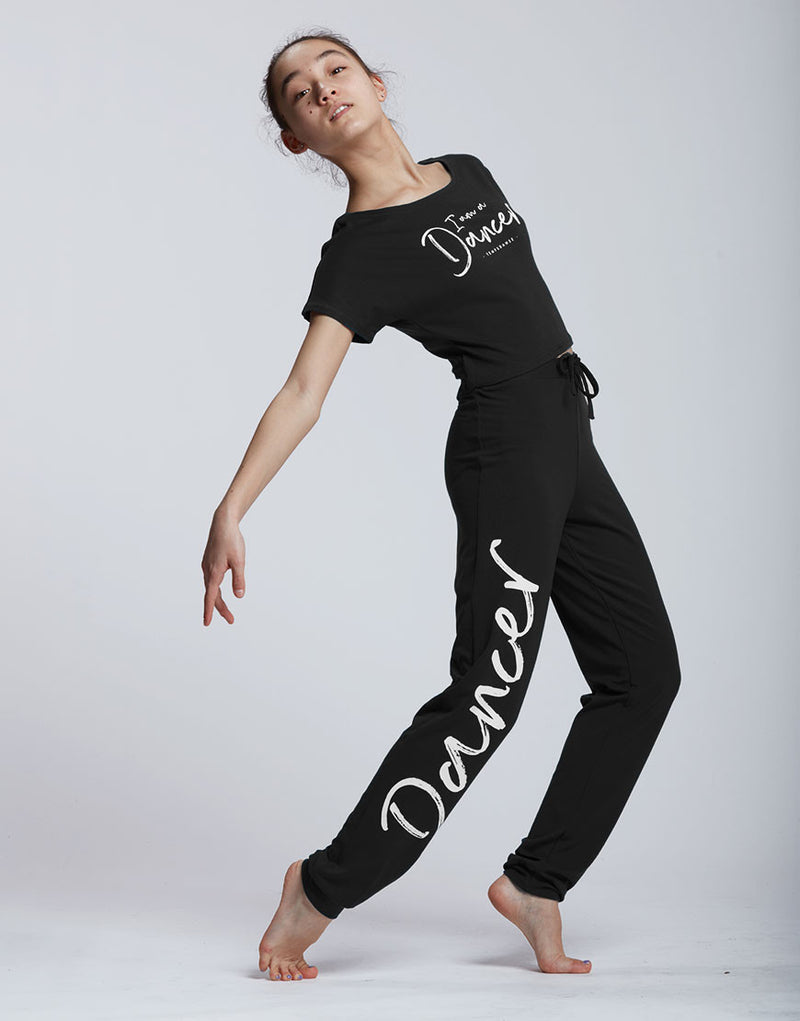 Laad het plaatje in de Viewer, Affetto JR I am Dancer Logo Dansbroek Trekkoord Zwart