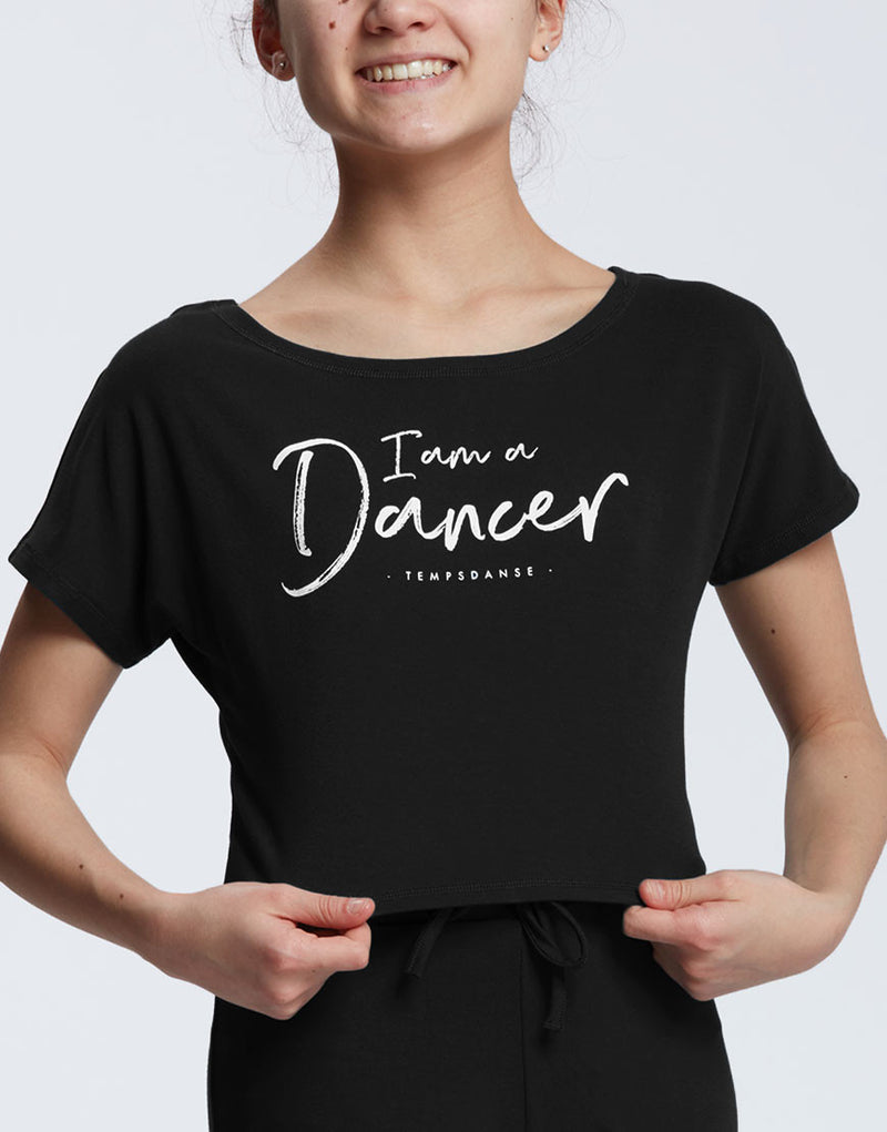 Laad het plaatje in de Viewer, Agile Kinderen I am Dans T-shirt Korte mouw Viscose Zwart