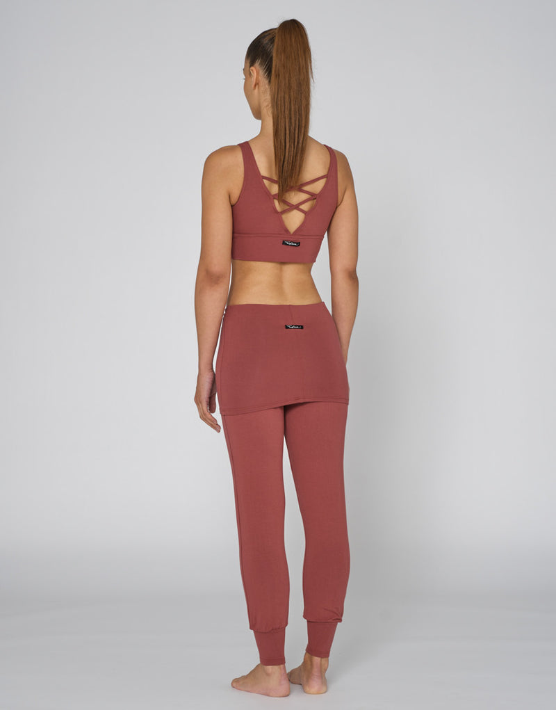 Laad het plaatje in de Viewer, Alto Dans en Yoga Broek Brede Band Viscose Steen rood/ Terracotta