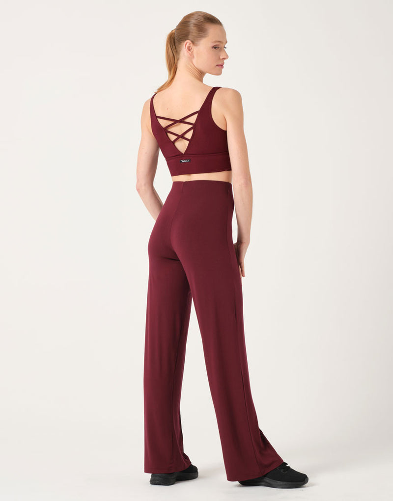 Laad het plaatje in de Viewer, Aoste Dansbroek Hoge taille Viscose Bordeaux