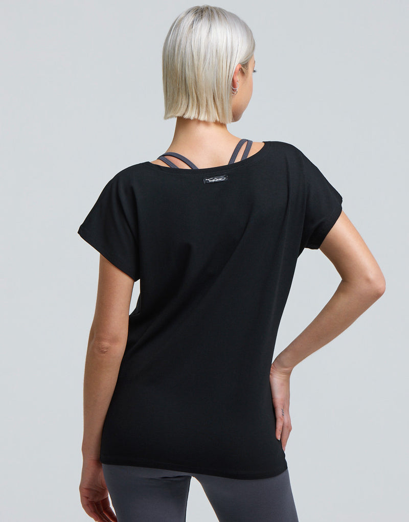 Laad het plaatje in de Viewer, Ava Viscose T-Shirt Korte Mouw Viscose Zwart