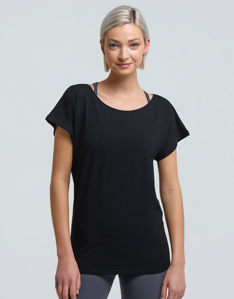 Laad het plaatje in de Viewer, Ava Viscose T-Shirt Korte Mouw Viscose Zwart
