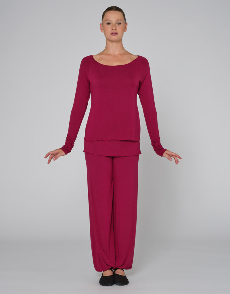 Laad het plaatje in de Viewer, Baby Yoga Dans Broek Lang heupstuk bordeaux (Bordeaux)