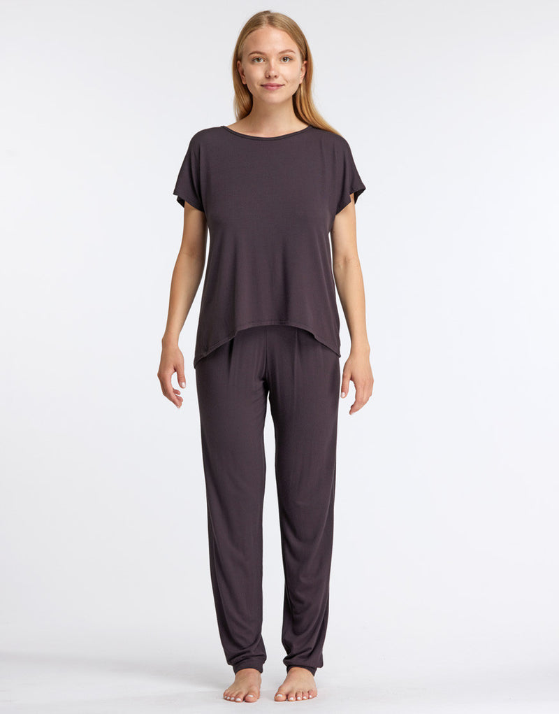 Laad het plaatje in de Viewer, Balboa Yoga Dansbroek Bandplooi Grijs Paars (Carbon)