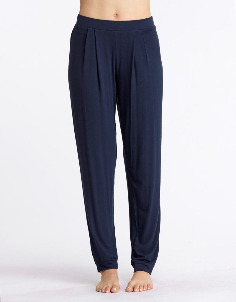 Laad het plaatje in de Viewer, Balboa Yoga Dansbroek Bandplooi Blauw (Marine)