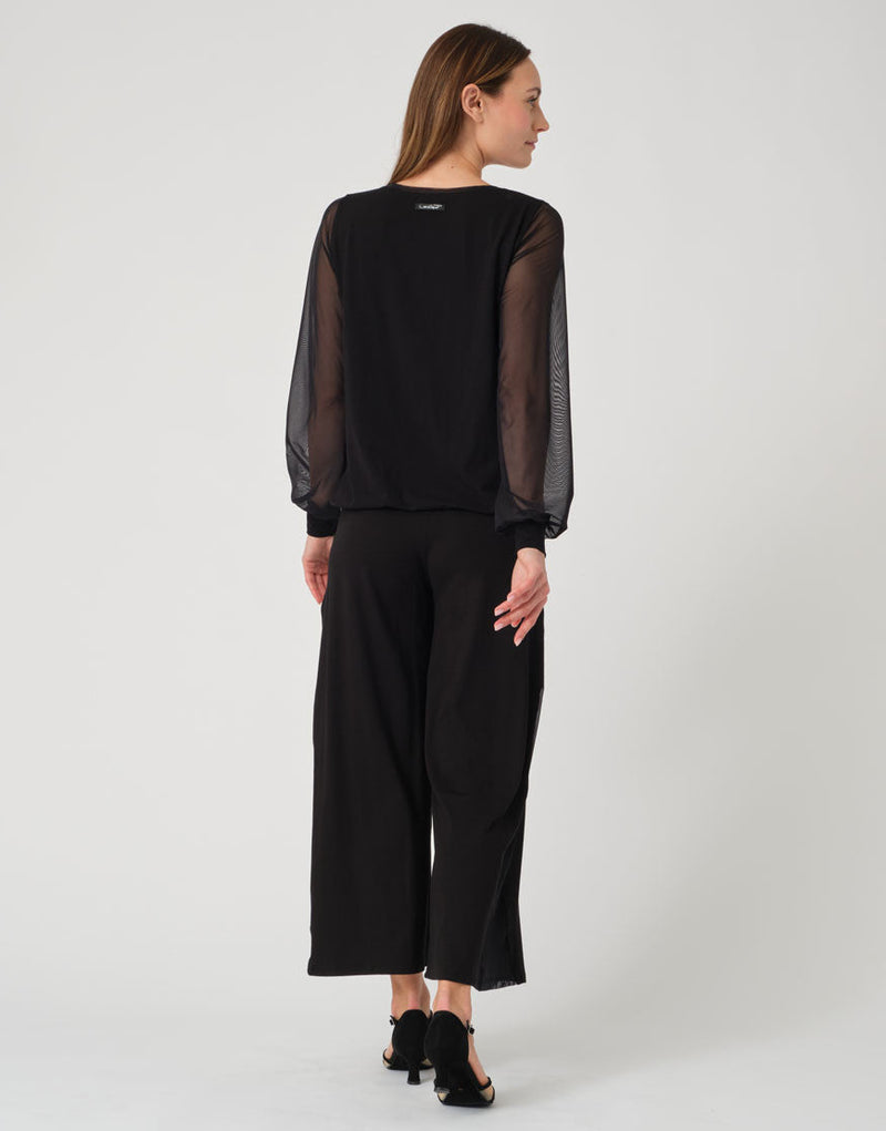 Laad het plaatje in de Viewer, Diane T-Shirt Lange mouwen tule Zwart