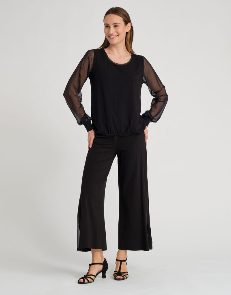 Laad het plaatje in de Viewer, Diane T-Shirt Lange mouwen tule Zwart