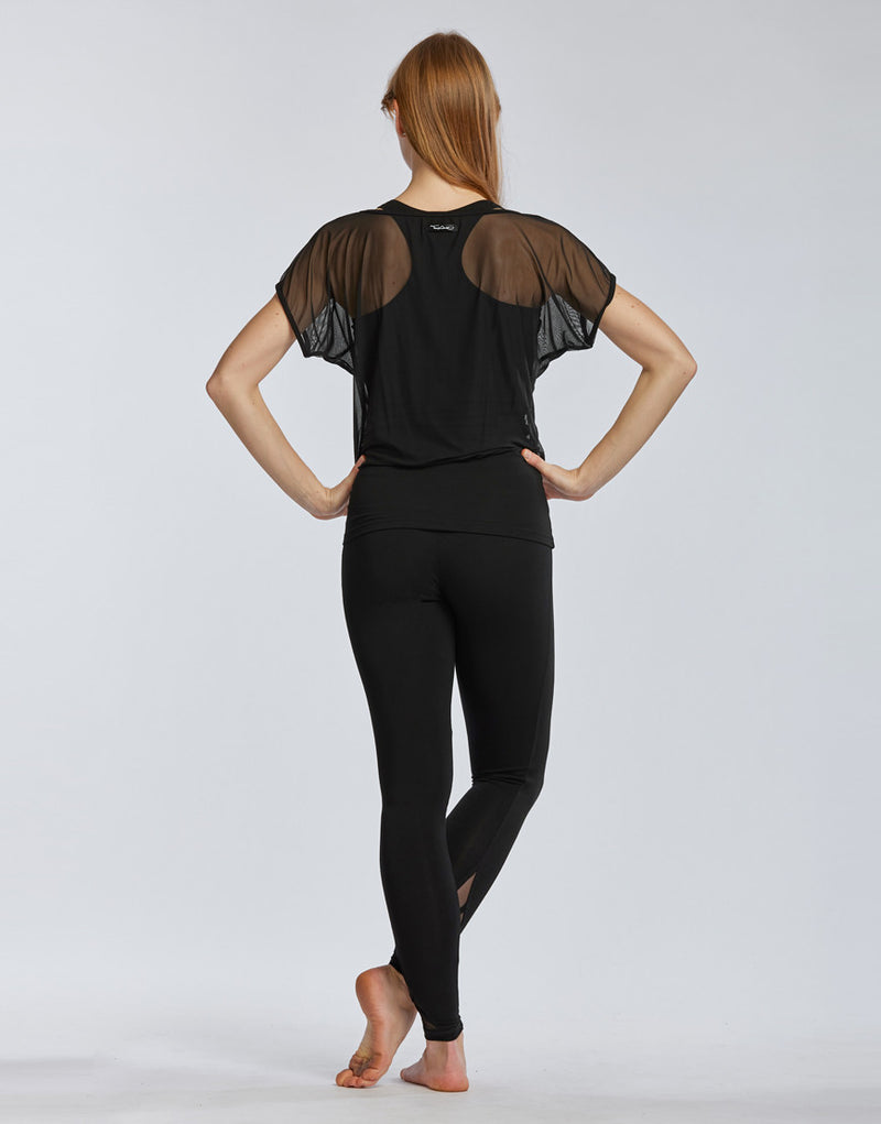 Laad het plaatje in de Viewer, Django Yoga Top 2 in 1 Shirt Zwart
