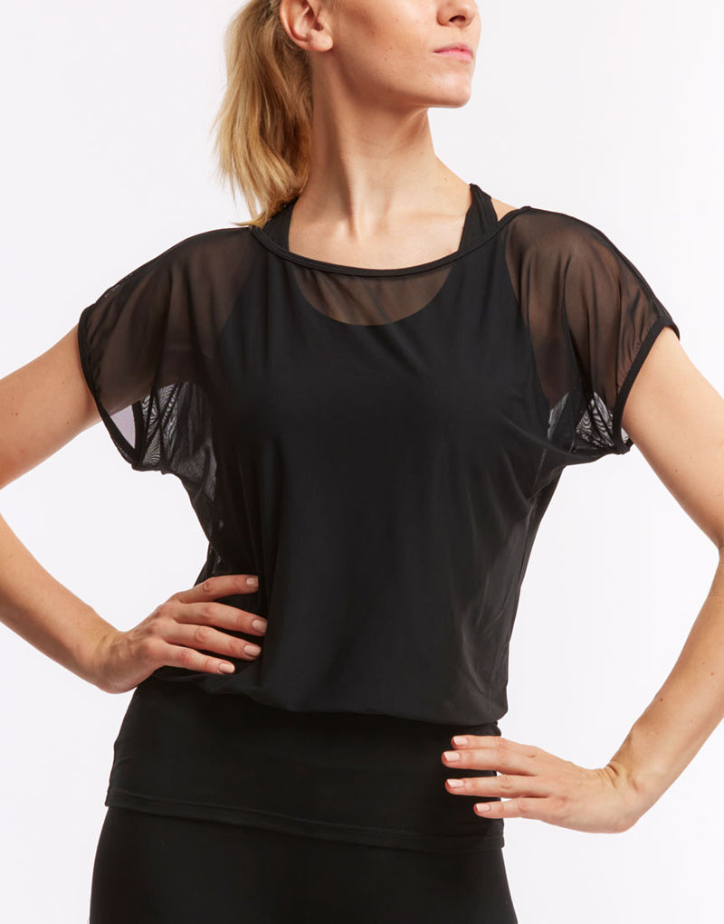 Laad het plaatje in de Viewer, Django Yoga Top 2 in 1 Shirt Zwart
