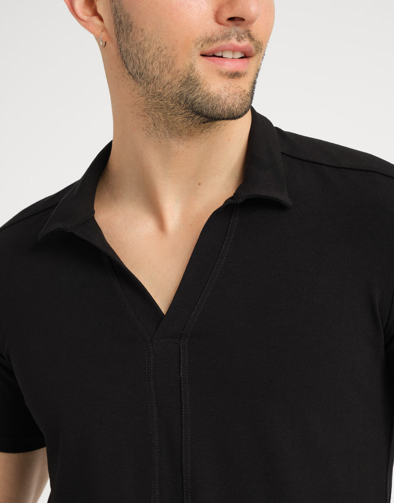 Laad het plaatje in de Viewer, Otello Heren Dance t-shirt Viscose Zwart