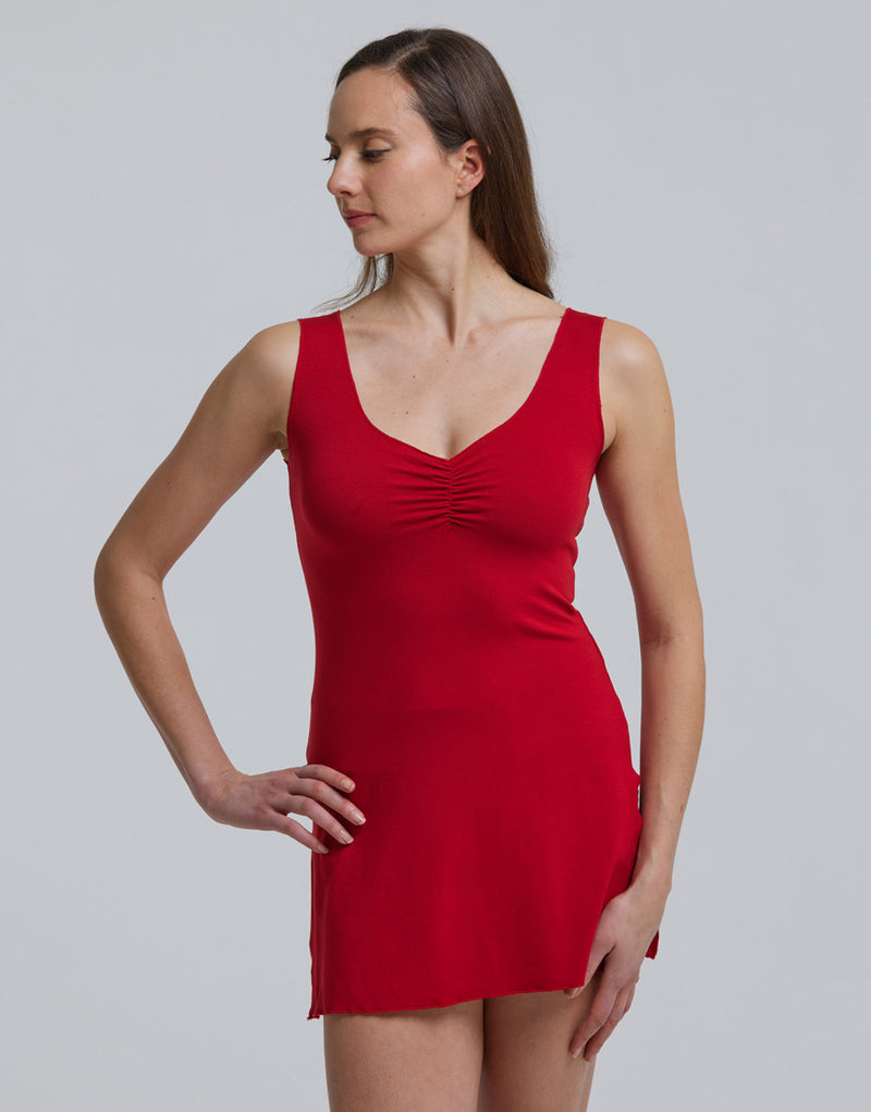 Laad het plaatje in de Viewer, Violine Kort Dans Tuniek met Split Rood (Rubis)