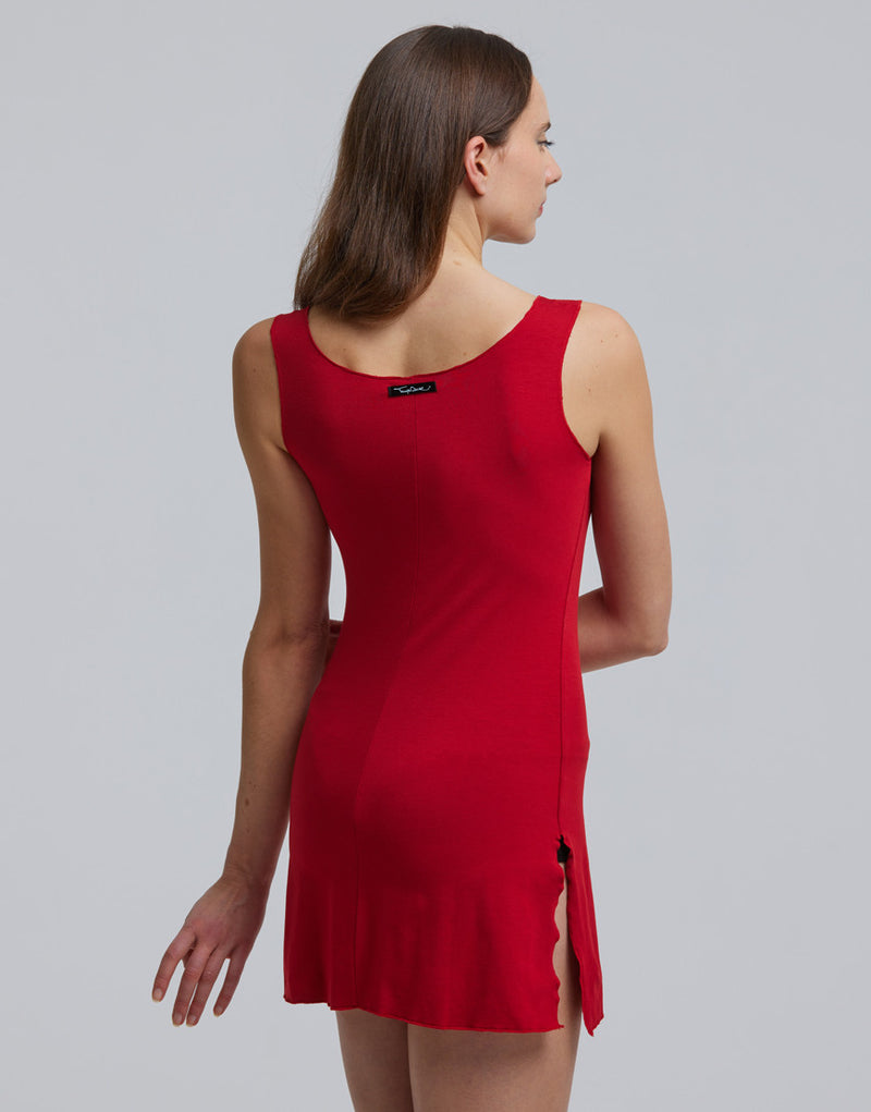 Laad het plaatje in de Viewer, Violine Kort Dans Tuniek met Split Rood (Rubis)