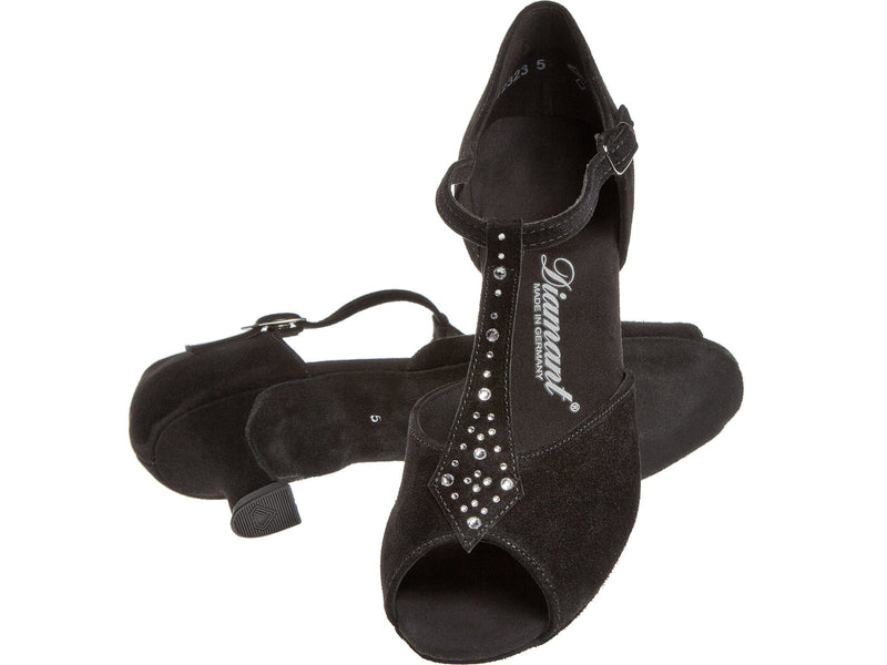 Laad het plaatje in de Viewer, 010-064-101 Zwart Suède/Strass 5 cm