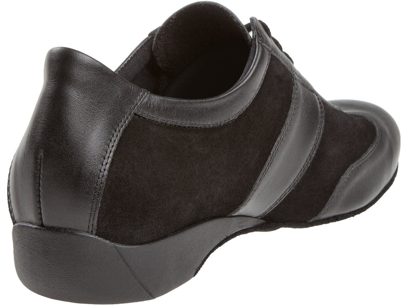 Laad het plaatje in de Viewer, 123-225-070 Brede Pasvorm Danssneakers Zwart Leer / Suède 2.5 cm