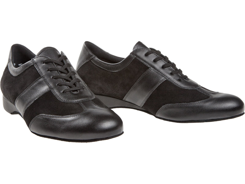 Laad het plaatje in de Viewer, 123-225-070 Brede Pasvorm Danssneakers Zwart Leer / Suède 2.5 cm
