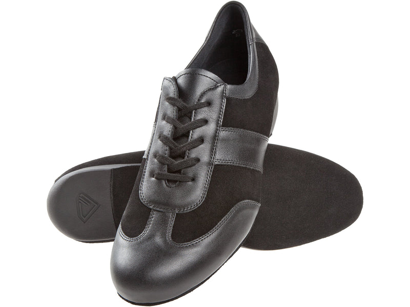 Laad het plaatje in de Viewer, 123-225-070 Brede Pasvorm Danssneakers Zwart Leer / Suède 2.5 cm
