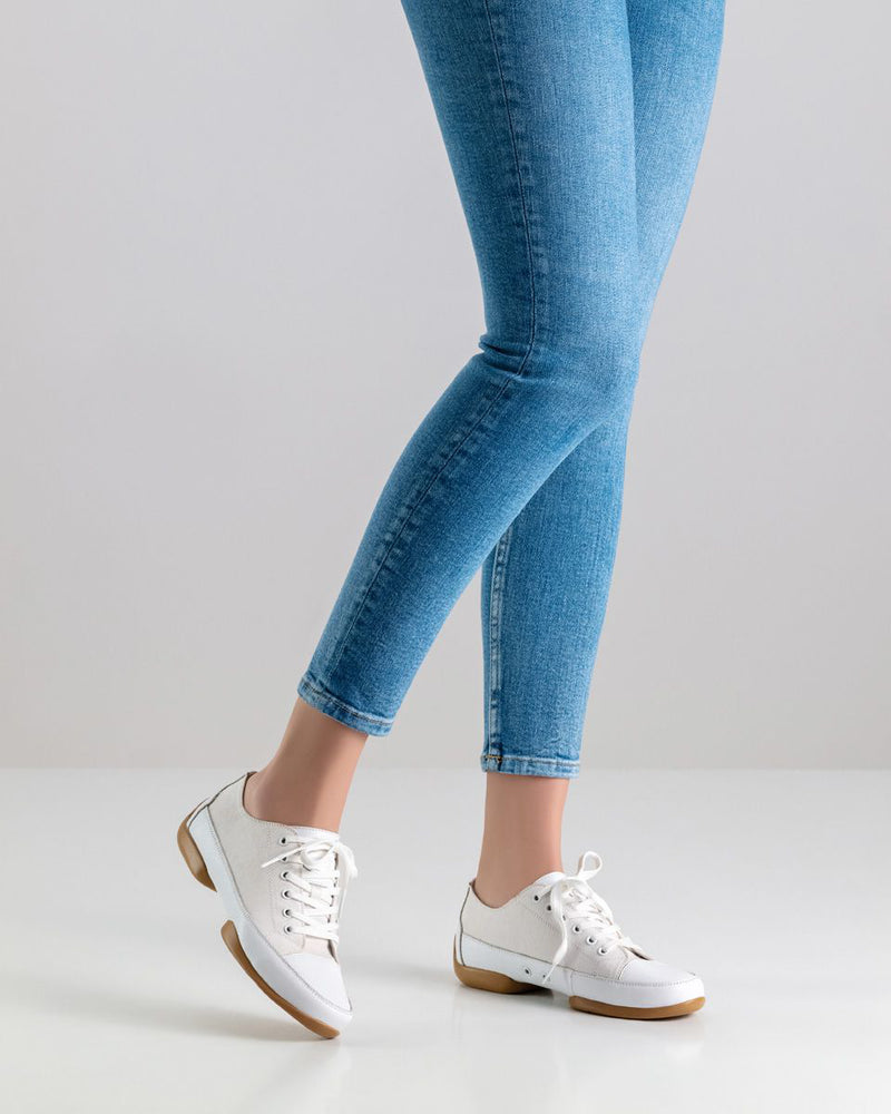 Laad het plaatje in de Viewer, Danssneakers 140 Dames Pureflex Wit Leer / Canvas