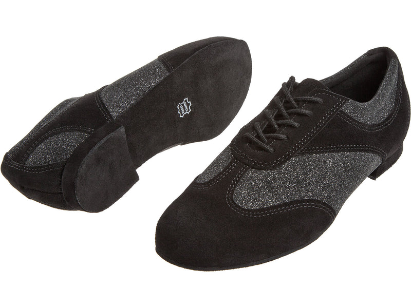 Laad het plaatje in de Viewer, 183-005-547 Trainers Zwart Suède / Zwart Zilver Glitter Leer 1.2 cm