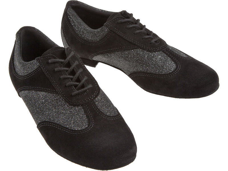 Laad het plaatje in de Viewer, 183-005-547 Trainers Zwart Suède / Zwart Zilver Glitter Leer 1.2 cm