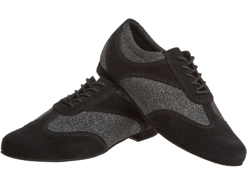 Laad het plaatje in de Viewer, 183-005-547 Trainers Zwart Suède / Zwart Zilver Glitter Leer 1.2 cm