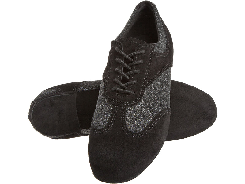 Laad het plaatje in de Viewer, 183-005-547 Trainers Zwart Suède / Zwart Zilver Glitter Leer 1.2 cm